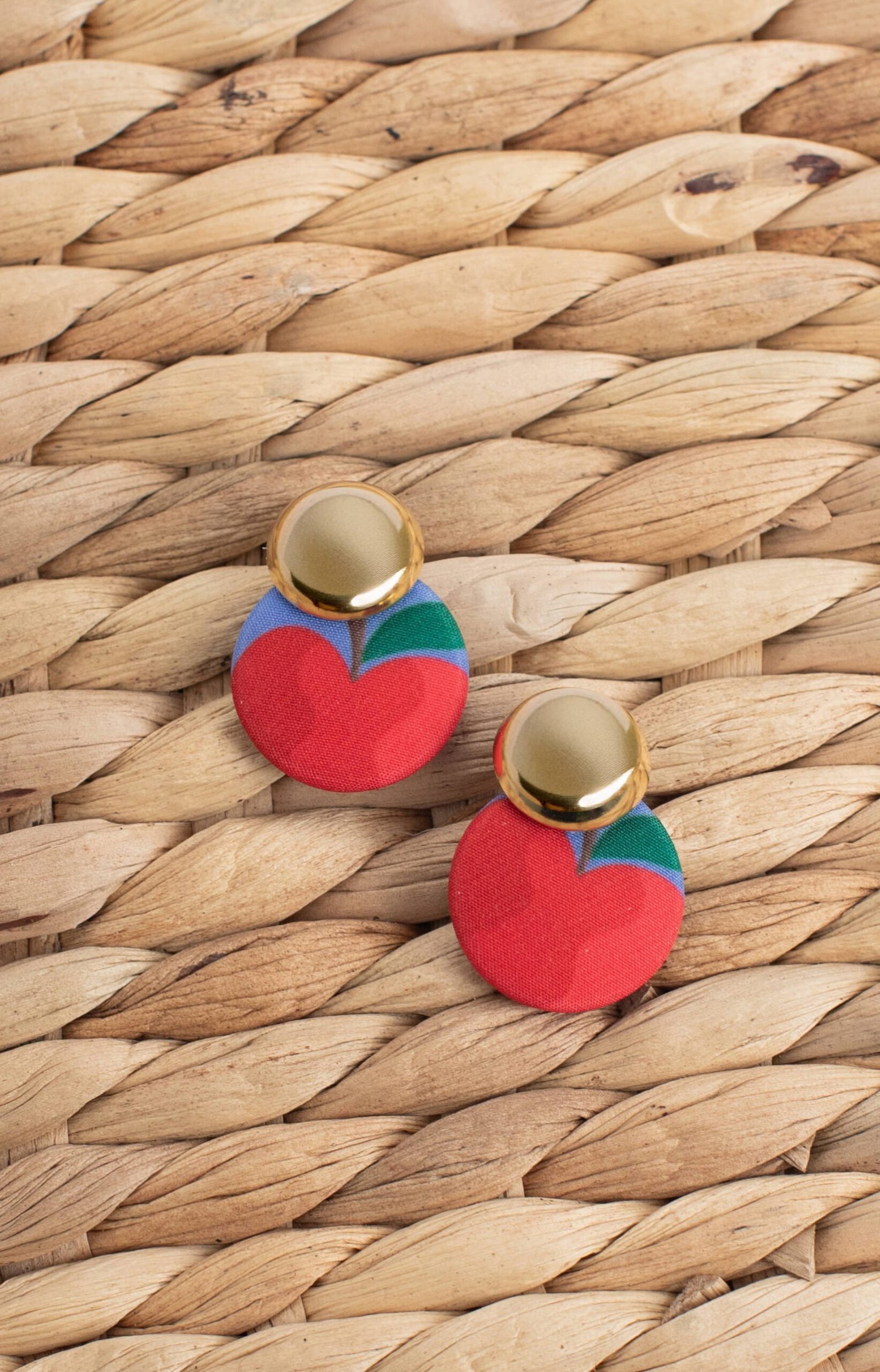 RED APPLE CIRCLE EARRINGS