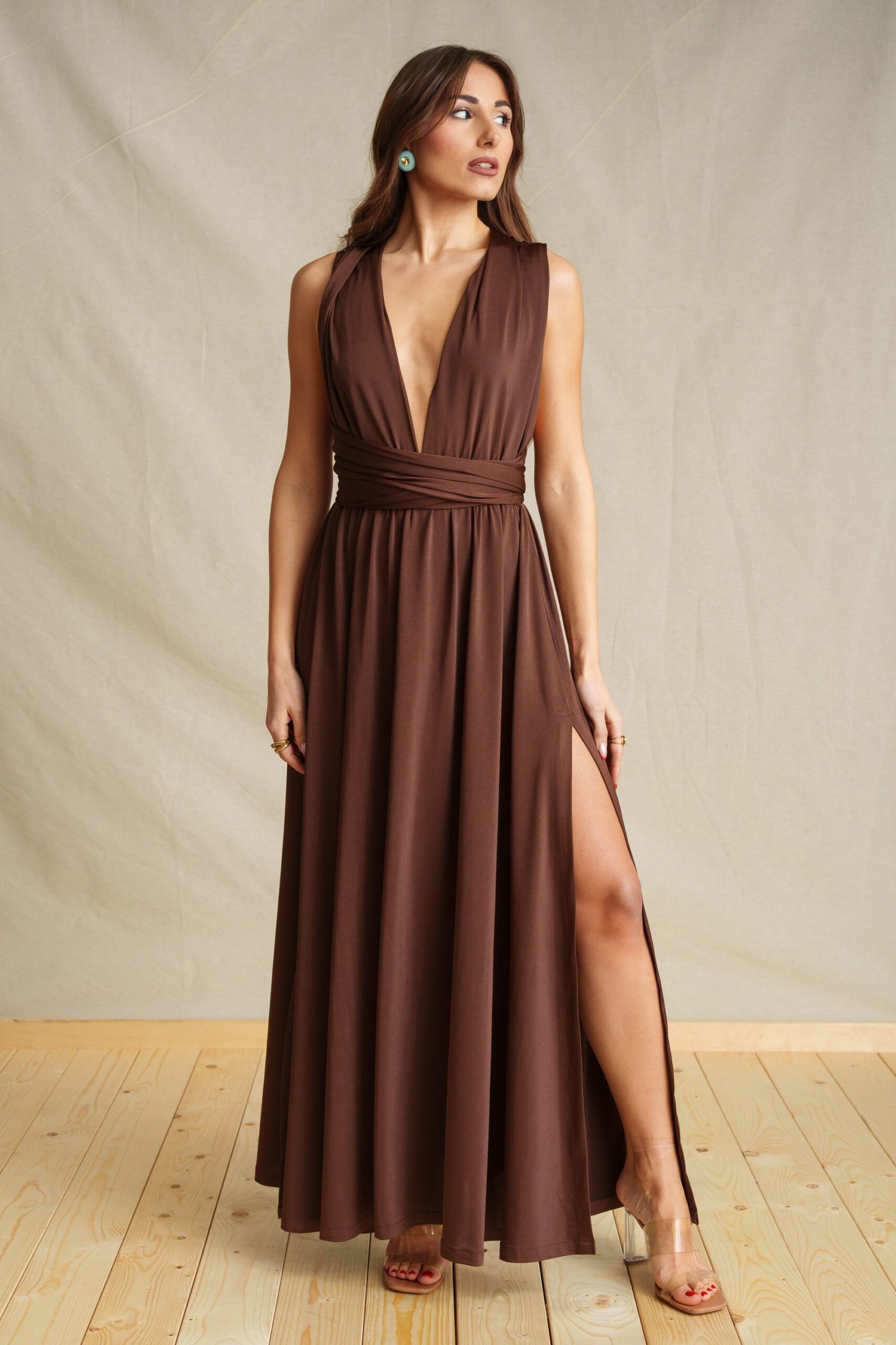 Coffe Polymorphic Dress