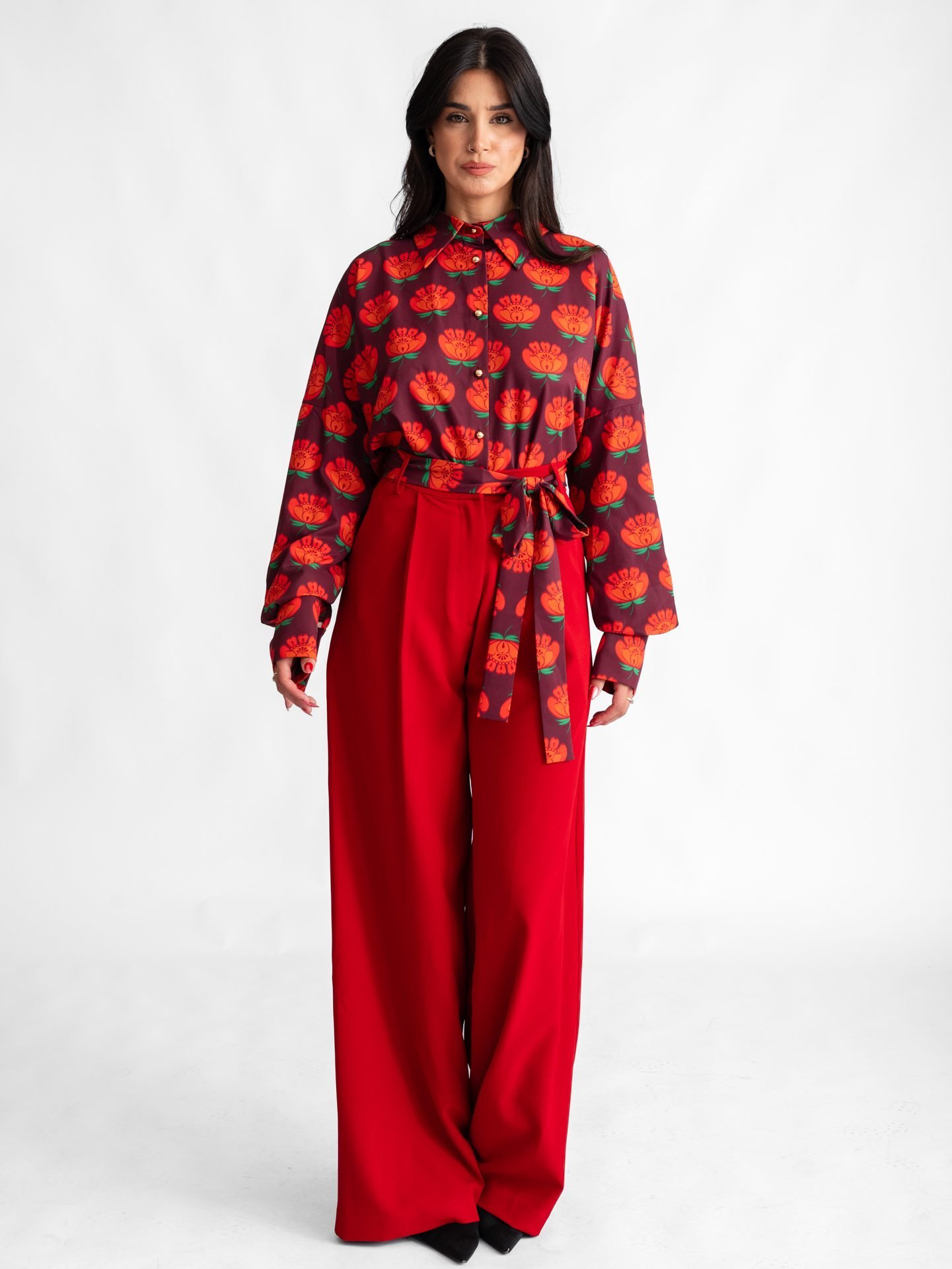 Lipstic Pleated Wide Leg Trouser