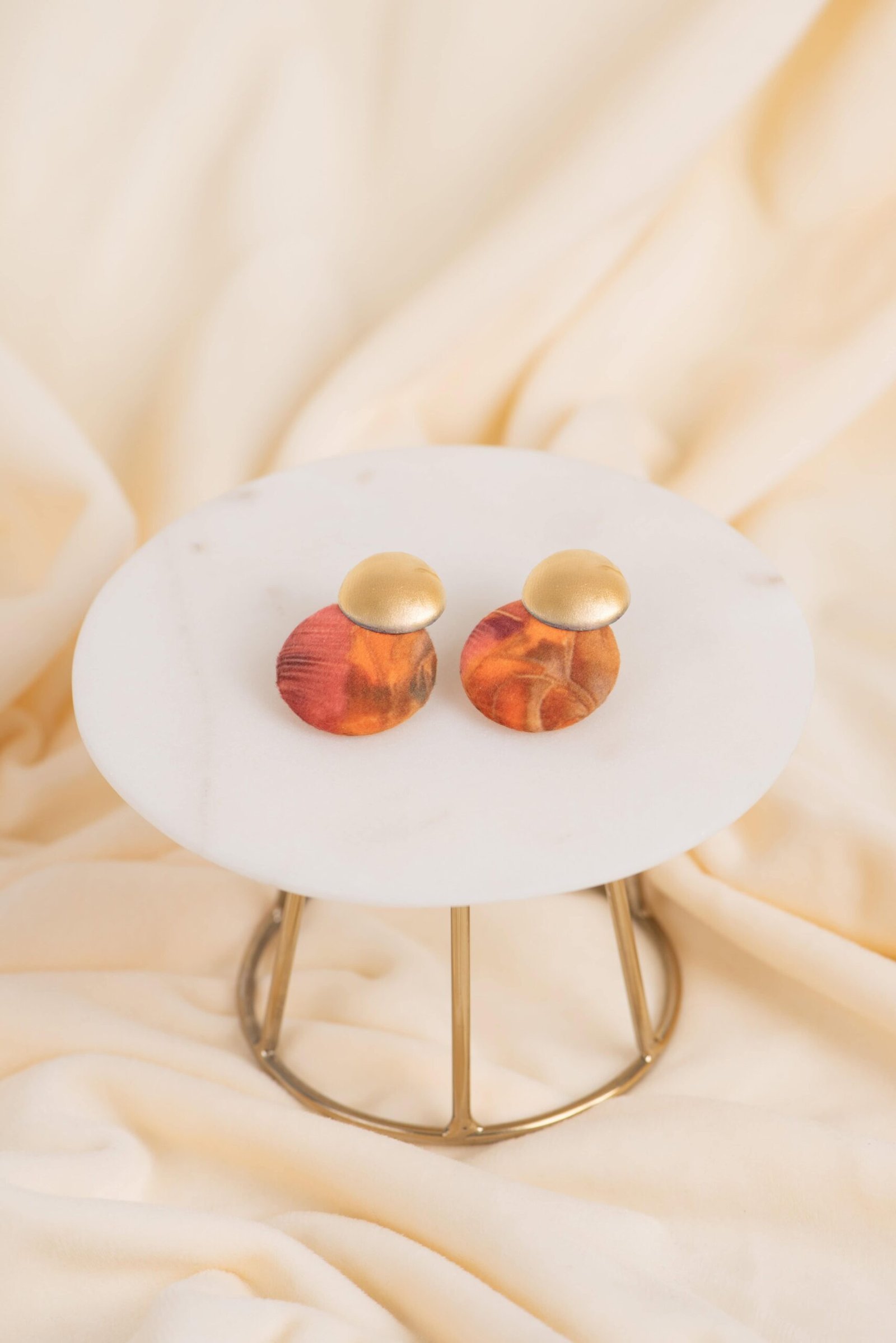 Golden Flower Circle  Earrings
