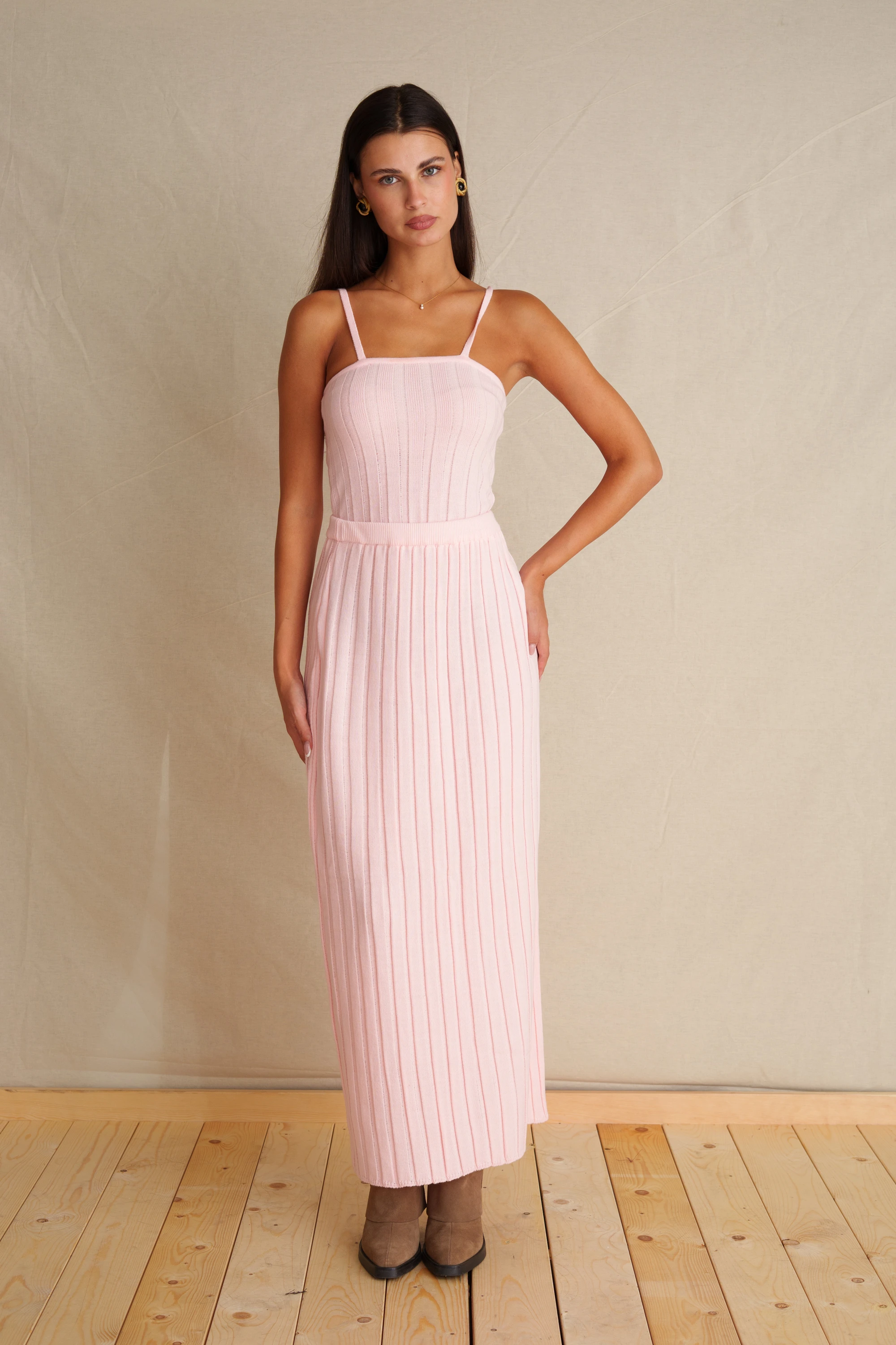 Powder Rose Maxi Knit skirt