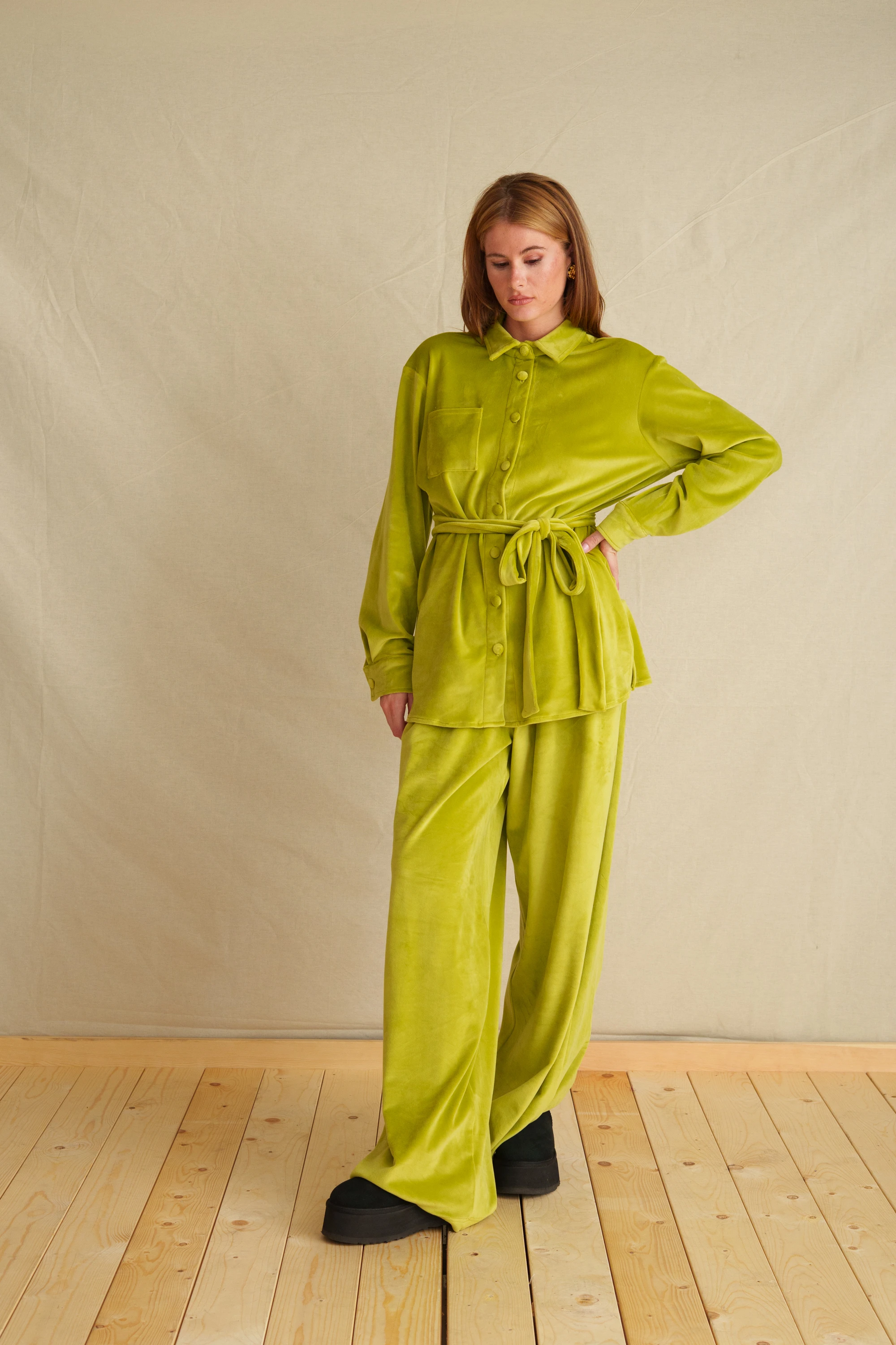 Warm Olive Velvet Set