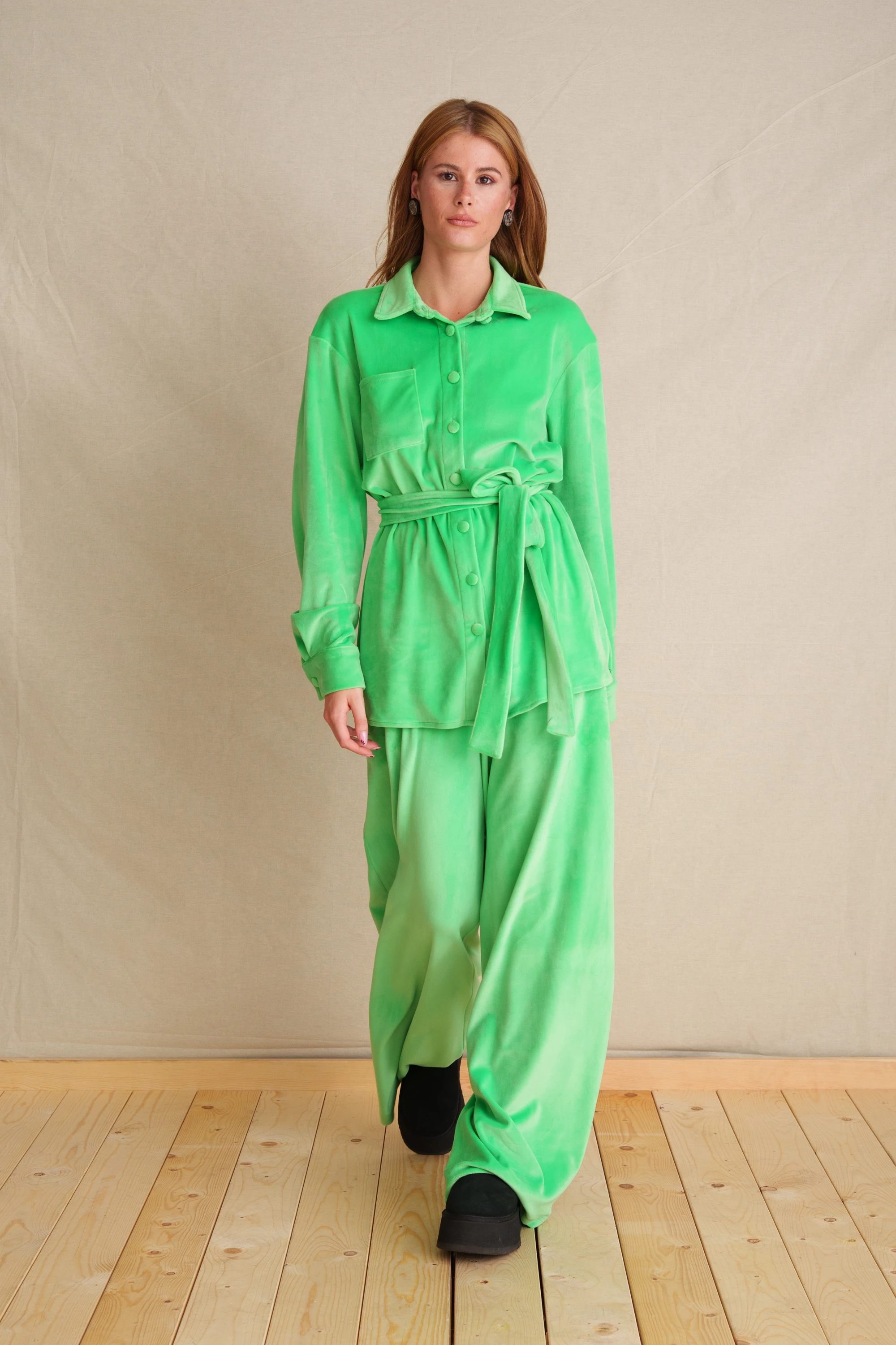 Glow Green Velvet Set