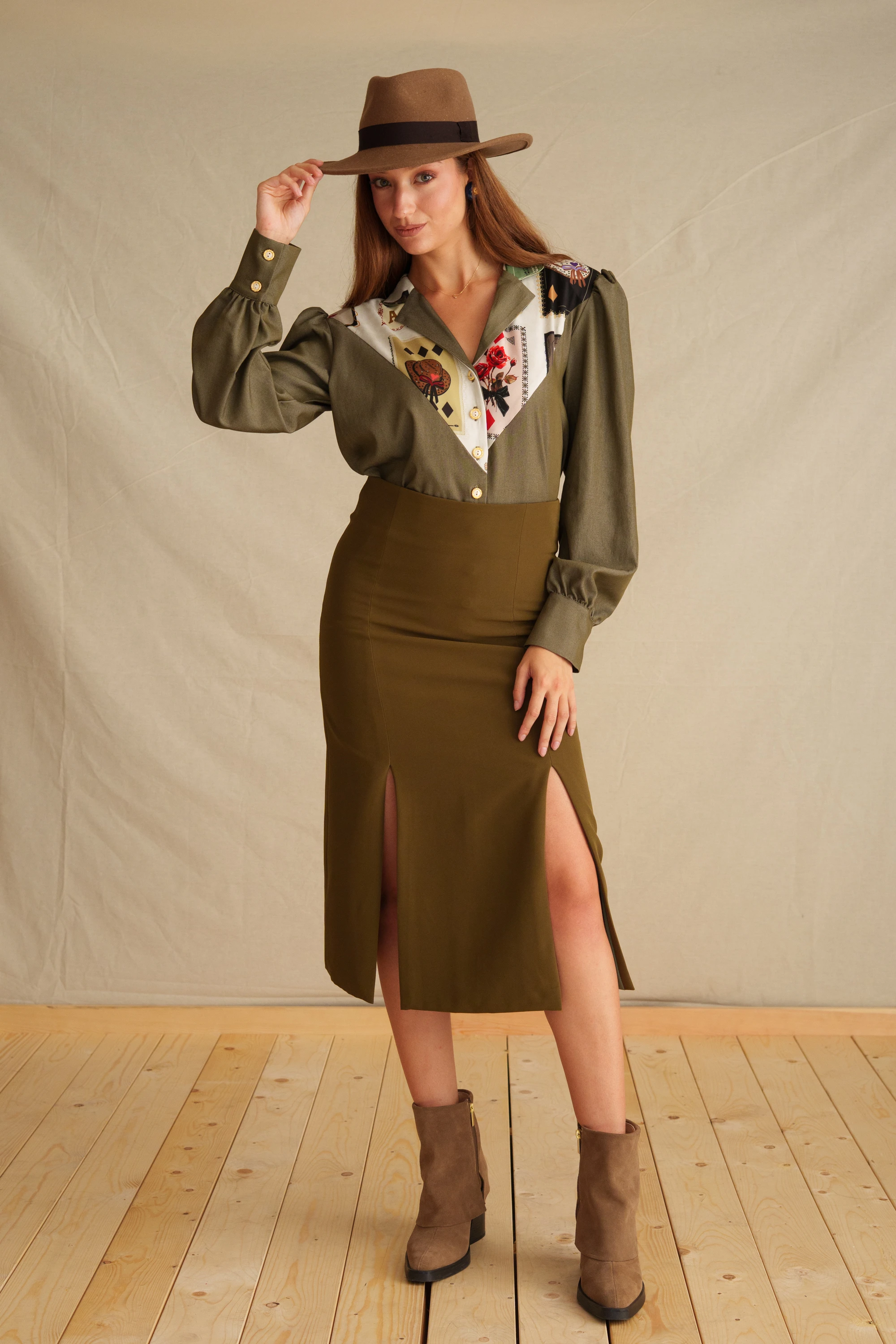 Olive Midi Skirt