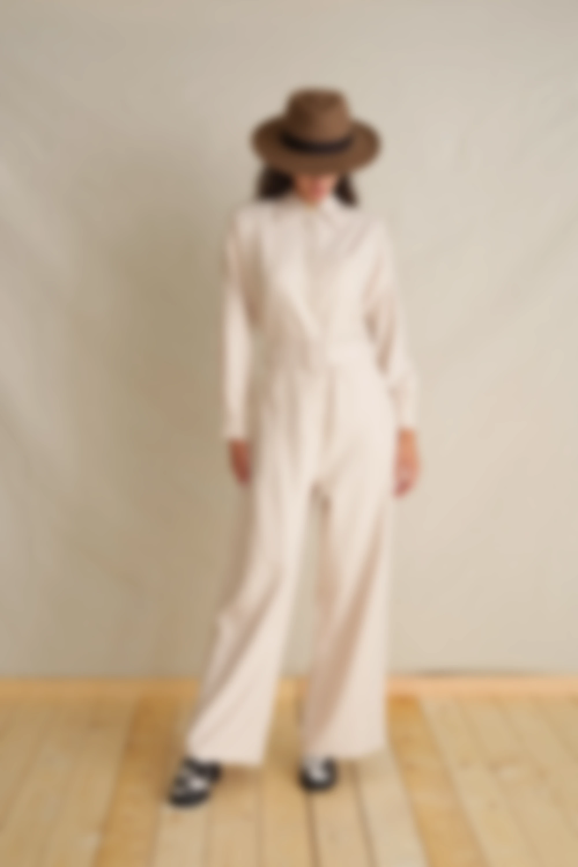 Ivory Suede Jumpsuit