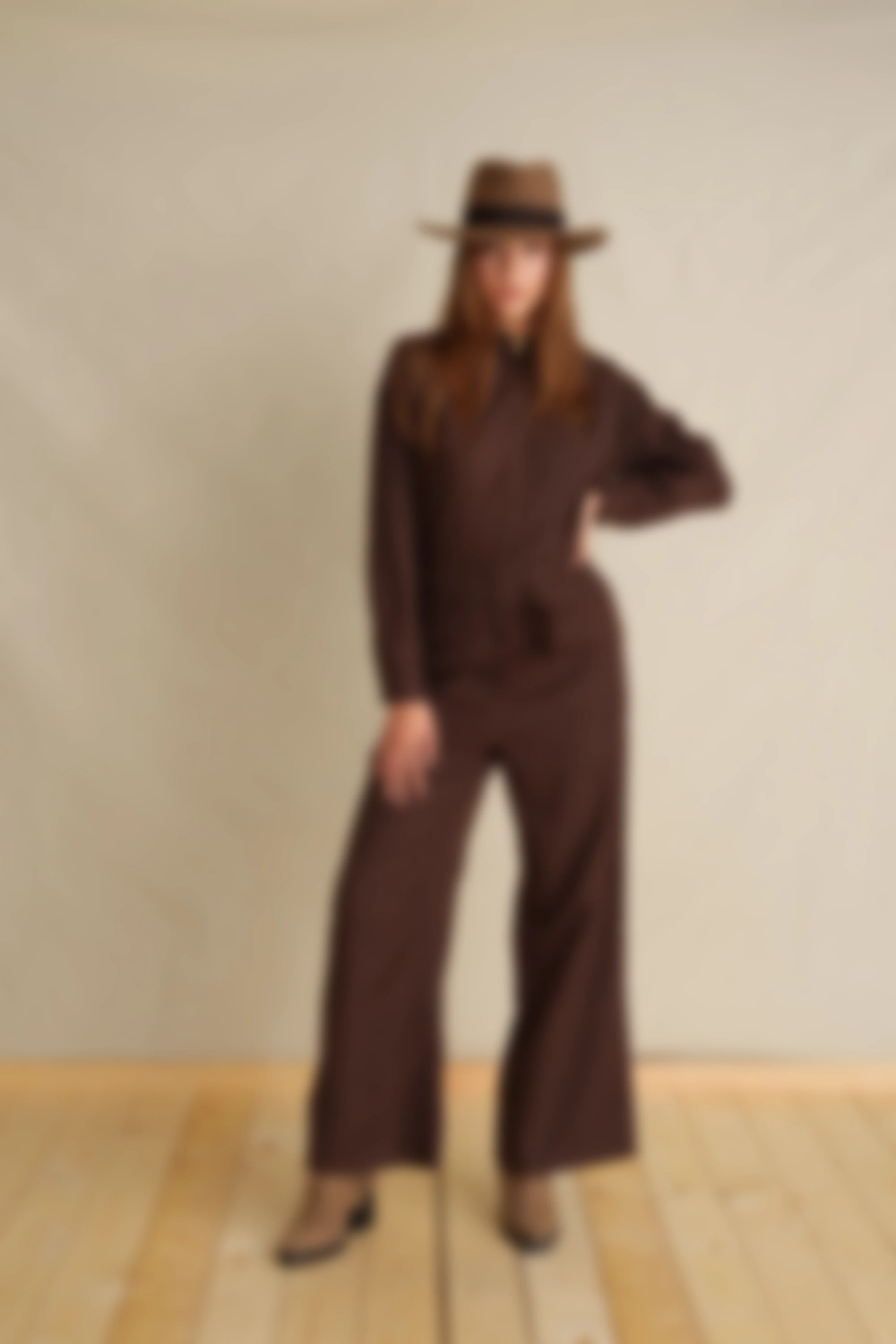 Coffee Suede Jumpsuit