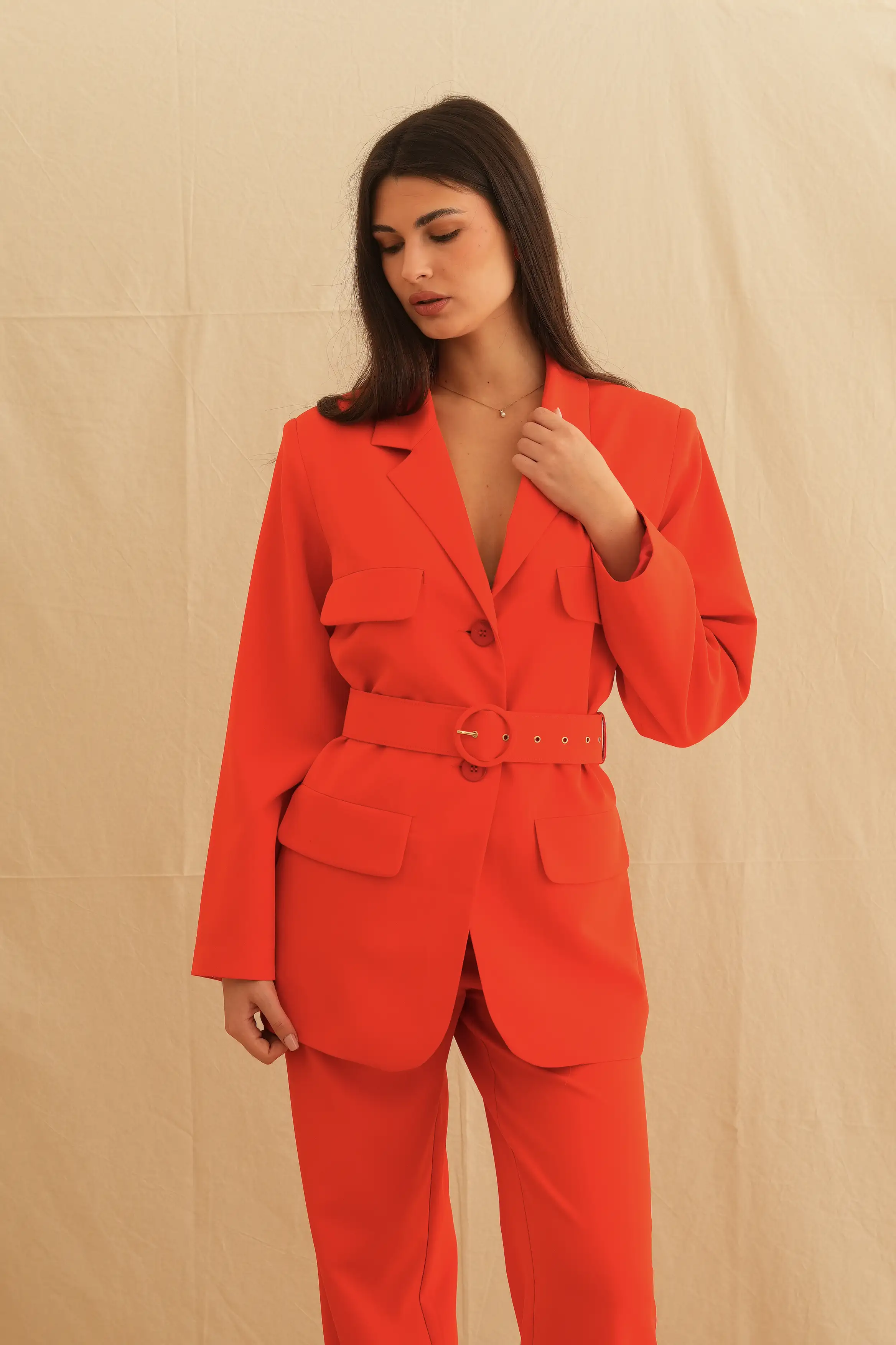 Red Aria Safari Blazer