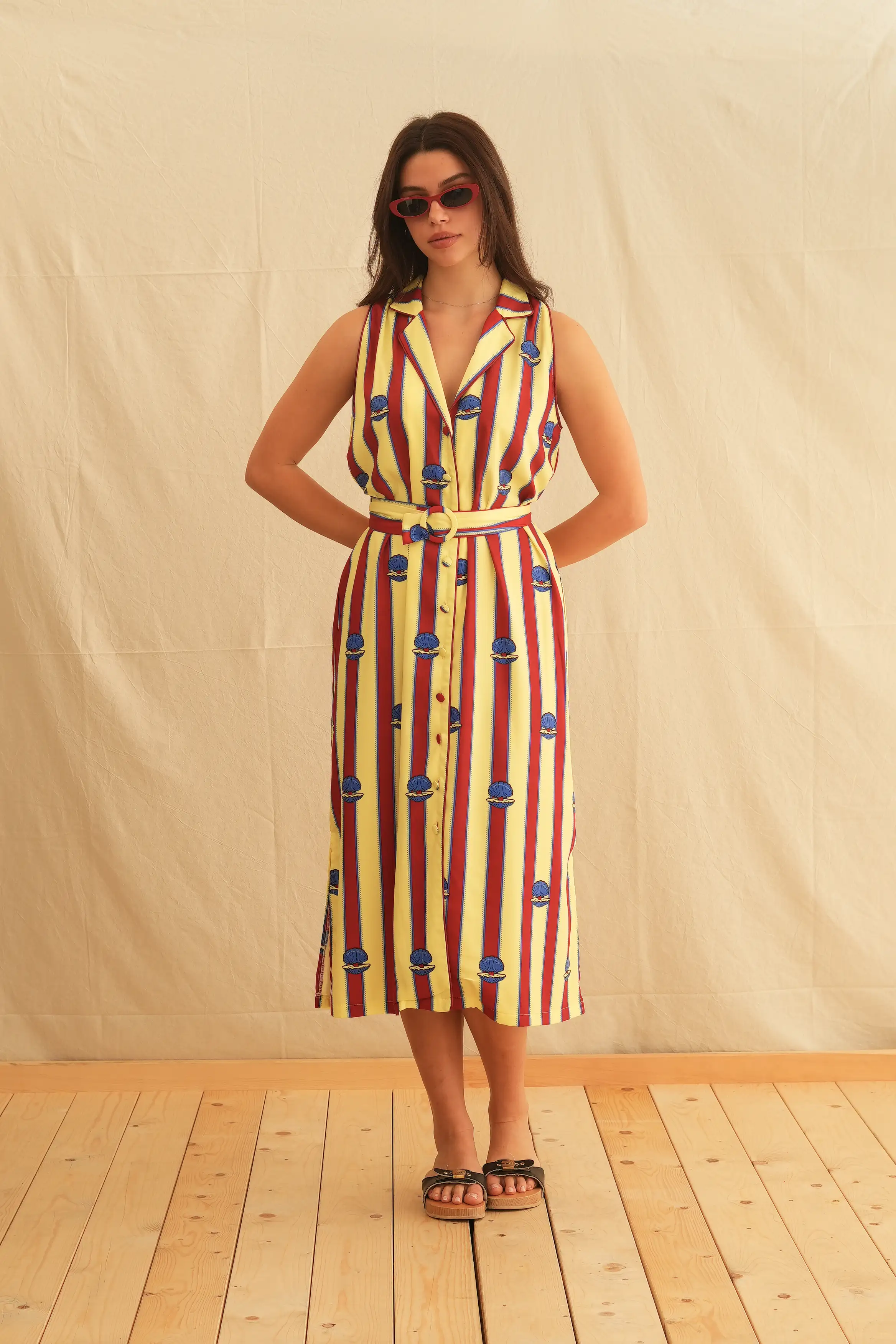 Scallop Midi Dress