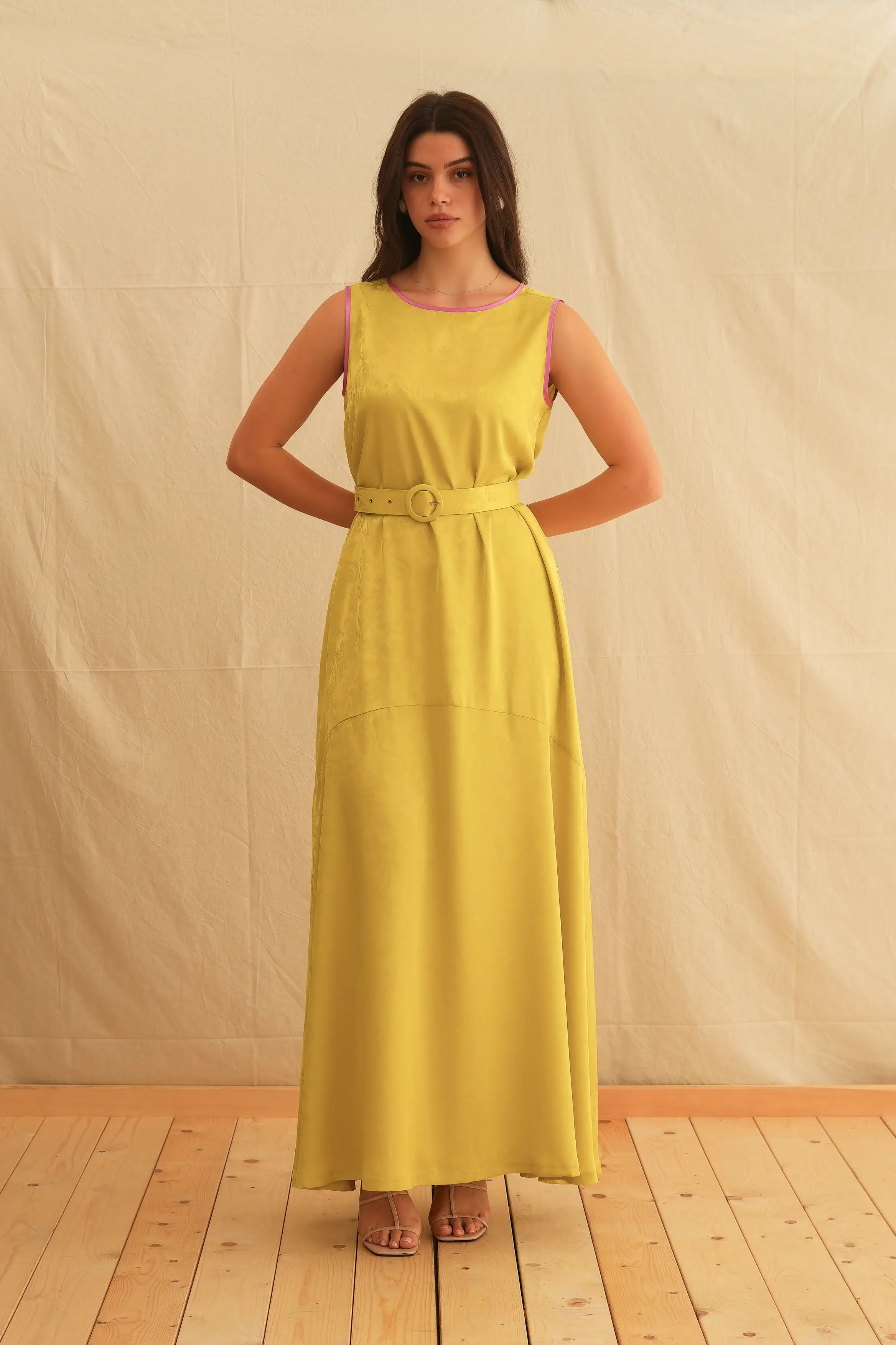 Lime Jacquard Maxi Dress