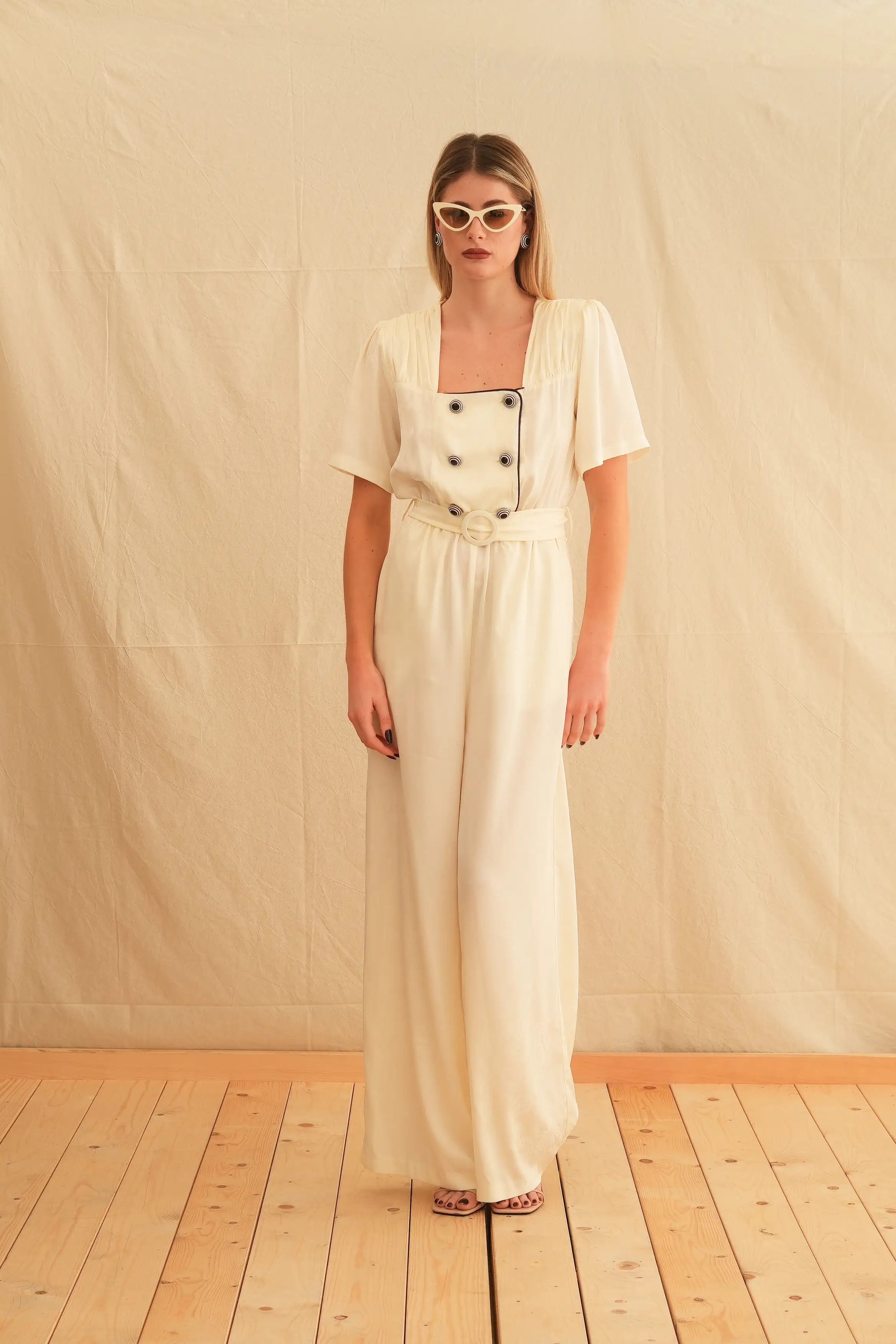 Ivory Jacquard Jumpsuit