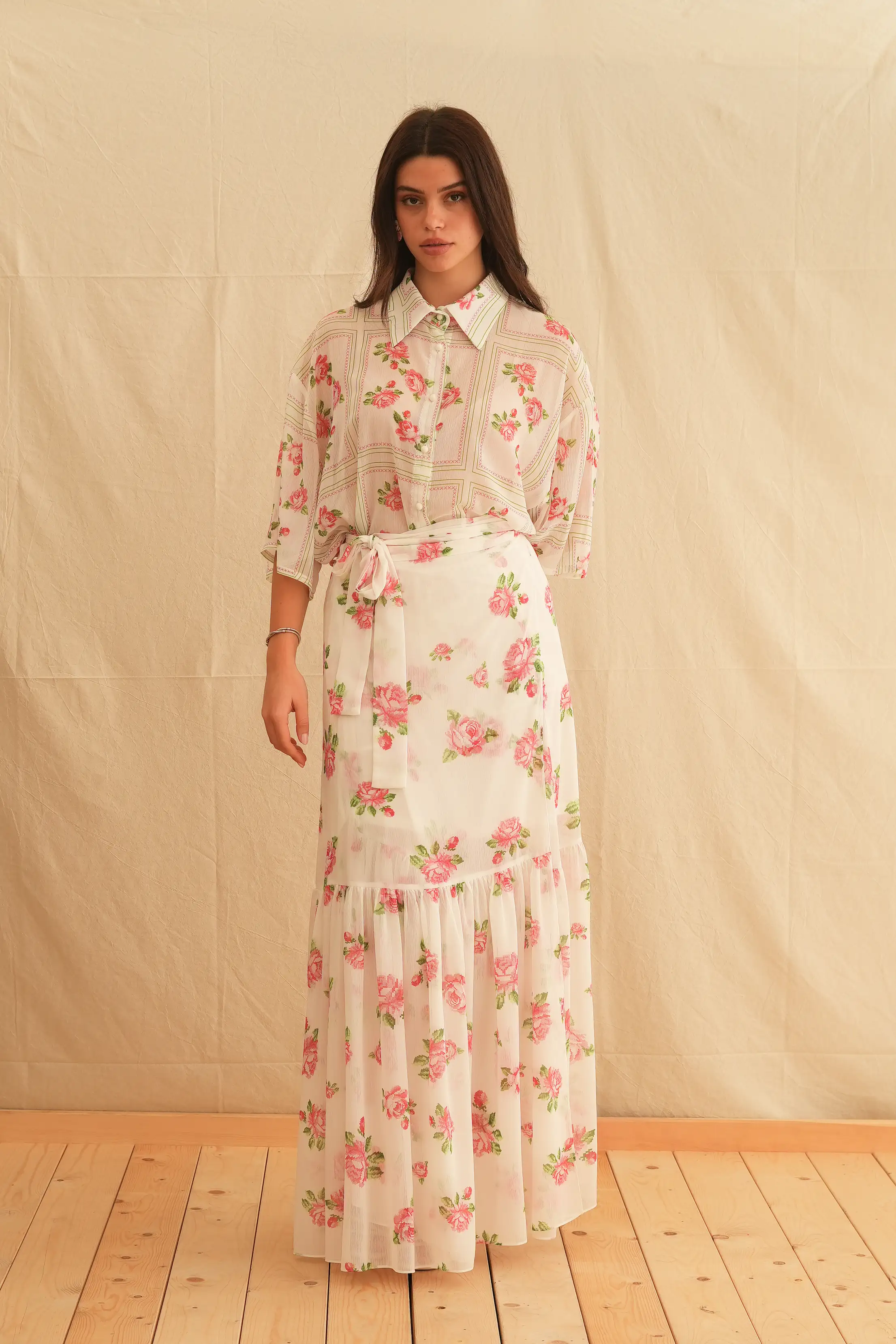 Pink Rose Polymorphic  Skirt