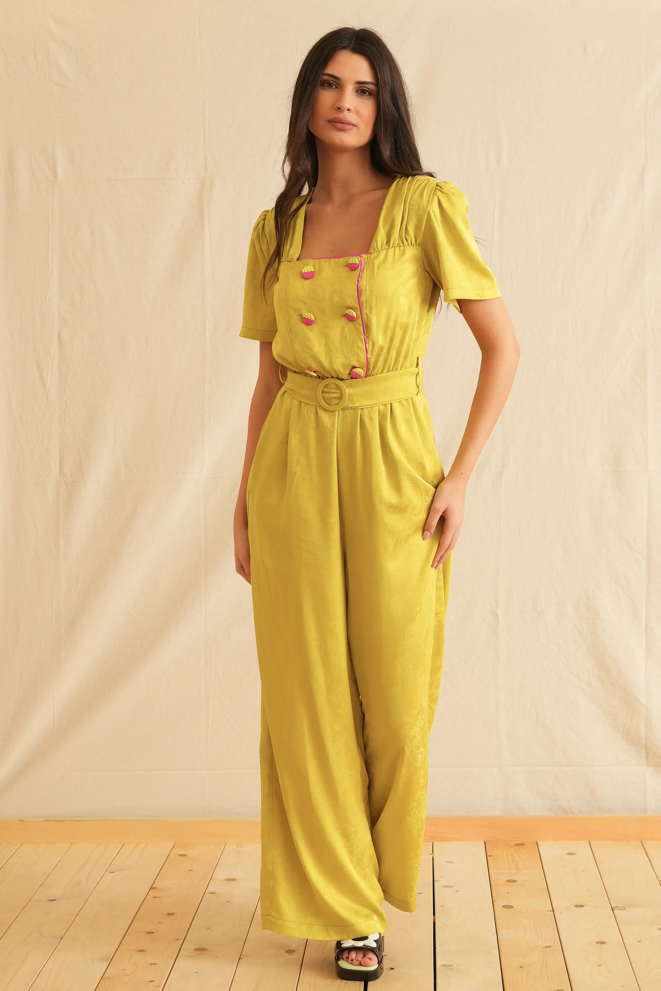 Lime Jacquard Jumpsuit