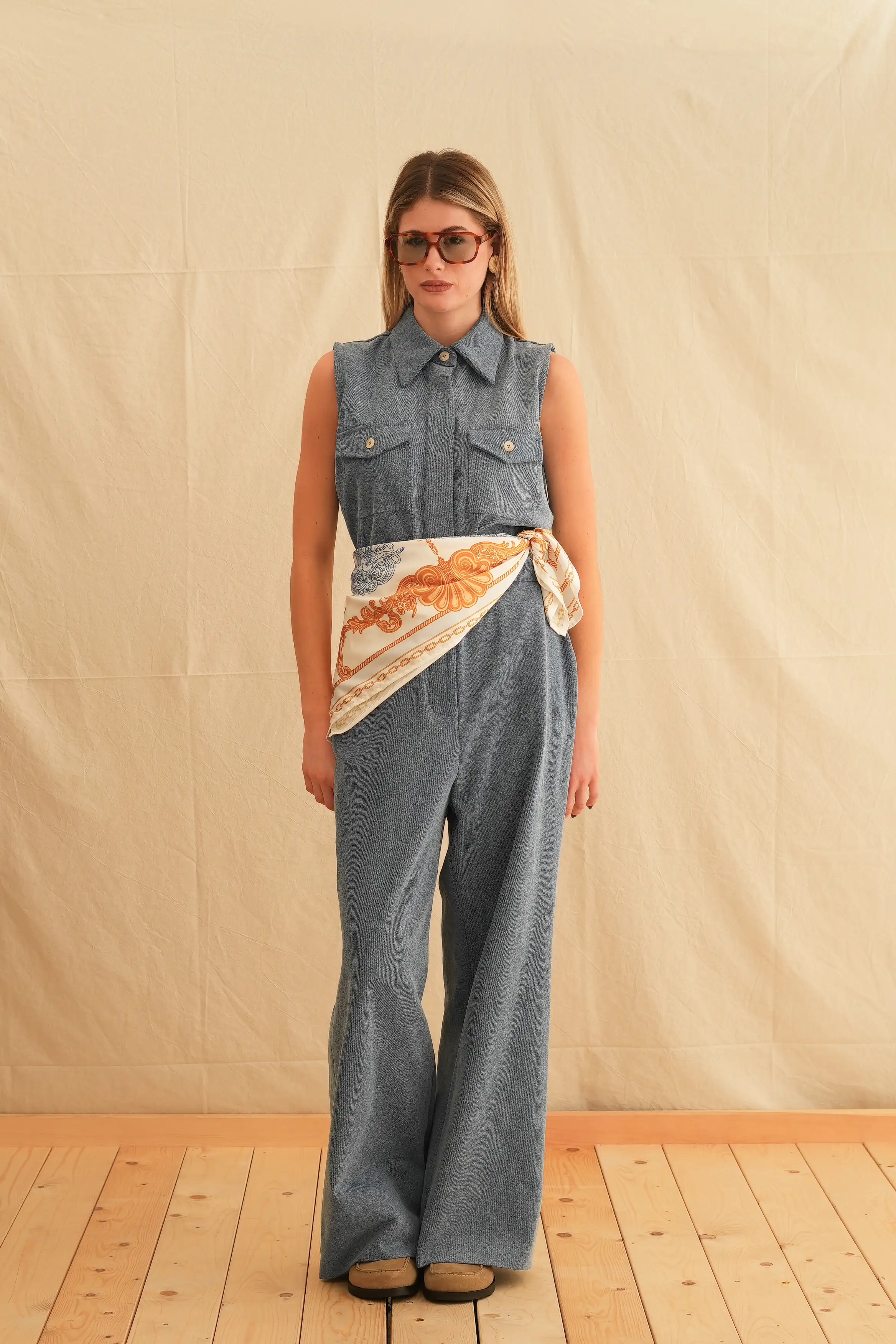 Denim Safari Jumpsuit