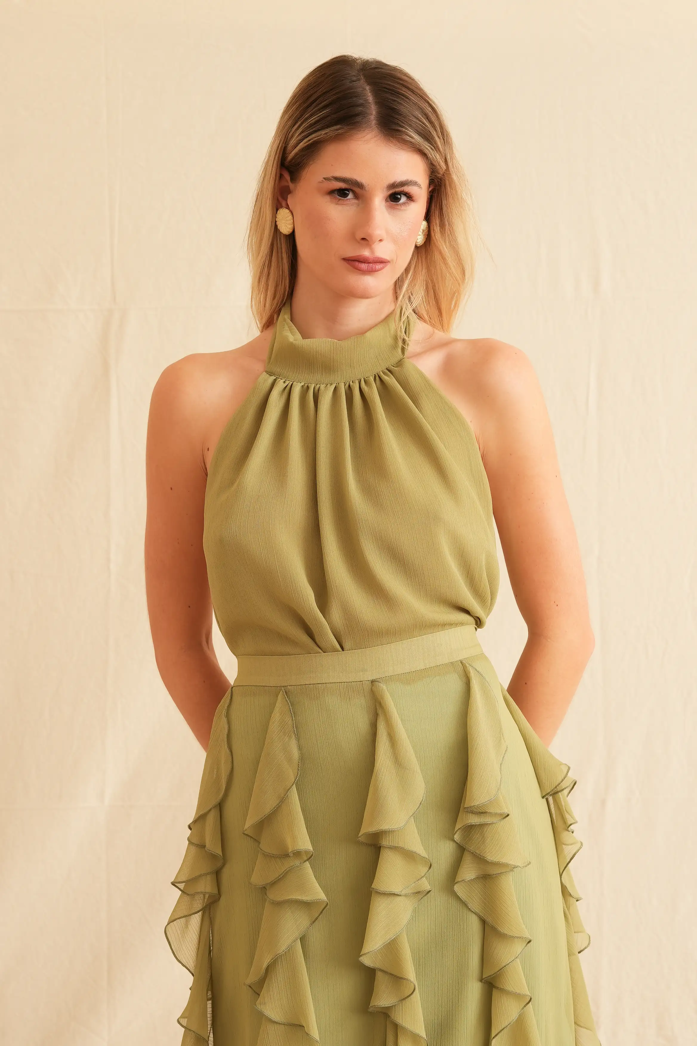 Soft Green Backless Top