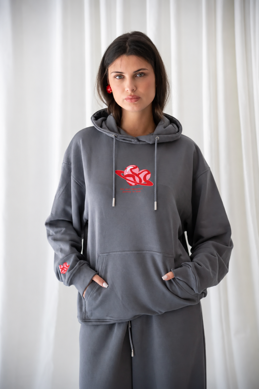 Candy Earth Grey Oversized Hoodie